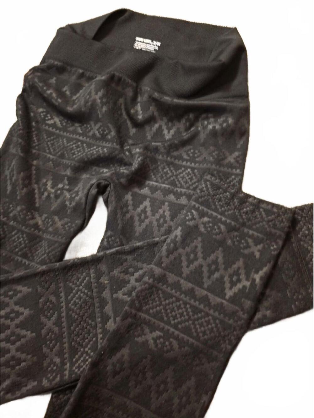 Muk Luks Black Patterned Leggings Size S/M